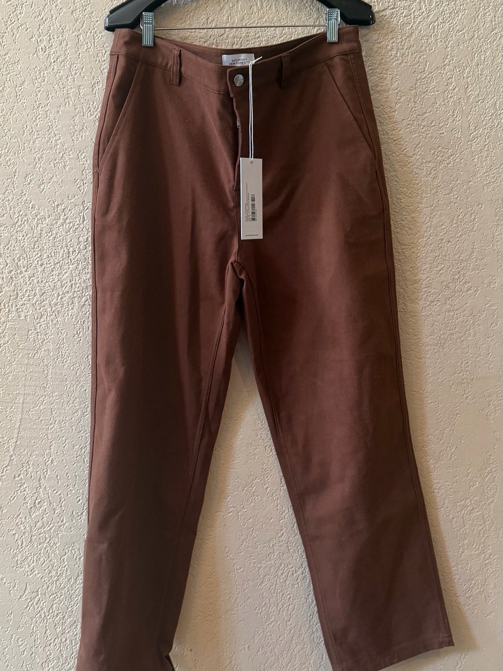 Saturdays New York Mulberry Brushed Cotton Workwear Pants 8 Downtown Brown NWT